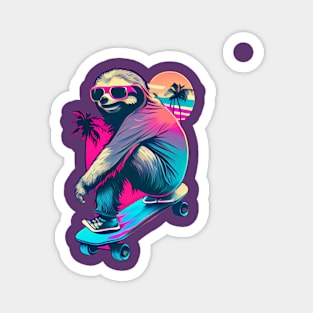 Skateboarding Sloth Magnet