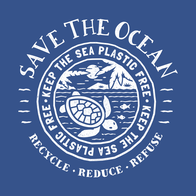 Keep the Sea Plastic Free - Turtle Tropical Beach by bangtees