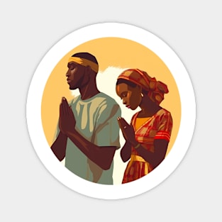 African Man and Woman Praying Christian Magnet