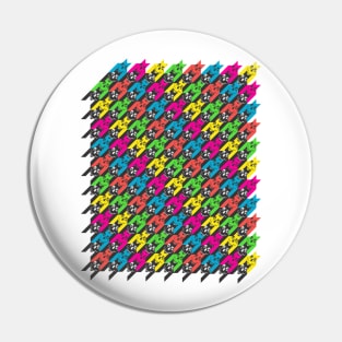 houndstooth skull neon Pin