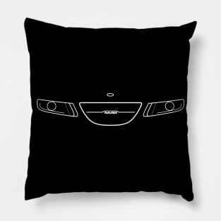 Saab 9-5 classic car grille minimalist white outline graphic Pillow