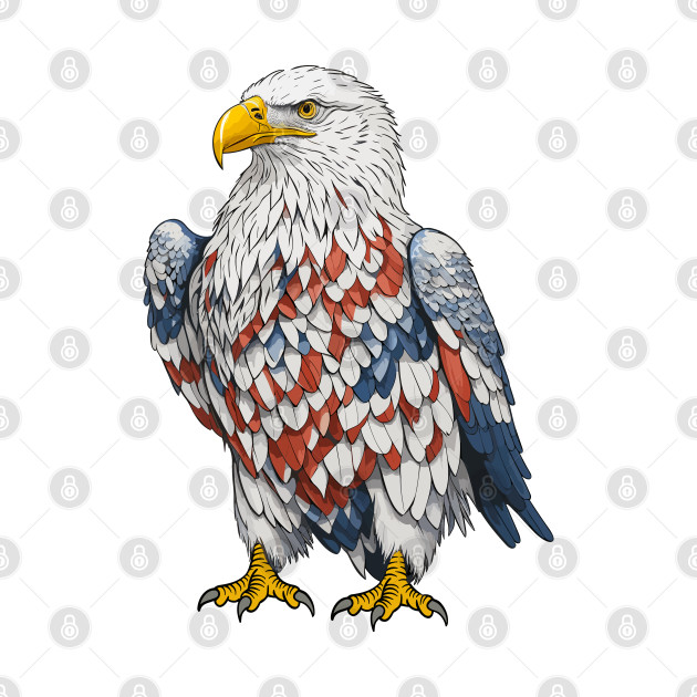 Patriotic American Bald Eagle Design USA American Flag on Back by merchlovers