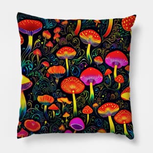 Trippy Dippy Mushroom Pattern Pillow