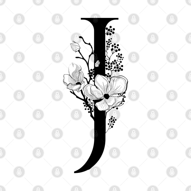 Letter J Monogram - Floral Initial by ZenNature