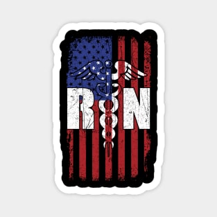 RN Nurse 4th of July Patriotic American USA Flag Gift Magnet