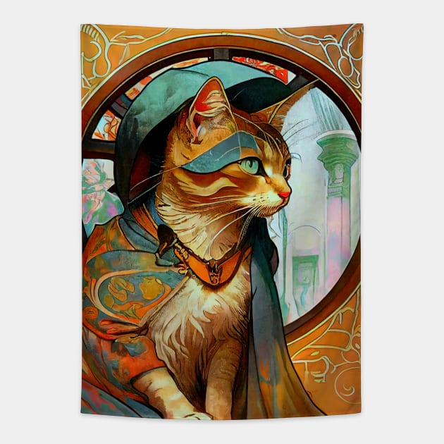 Renaissance Cat Art Nouveau Tapestry by entwithanaxe