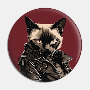 Tough Siamese Cat Pin