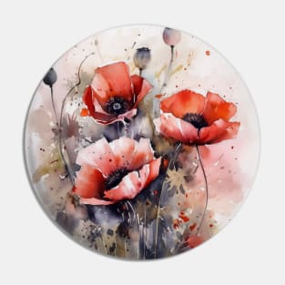 Watercolor flowers poppies Pin