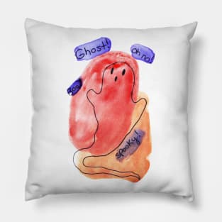 Spooky Watercolor Ghost! Oh no! Pillow