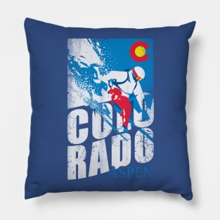 Ski Colorado Aspen Skiing Winter Sports Vacation Pillow