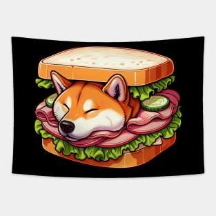 Shiba Inu Sleeping Sandwich Tapestry