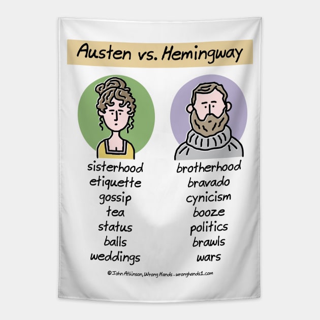 Austen vs Hemingway Tapestry by WrongHands