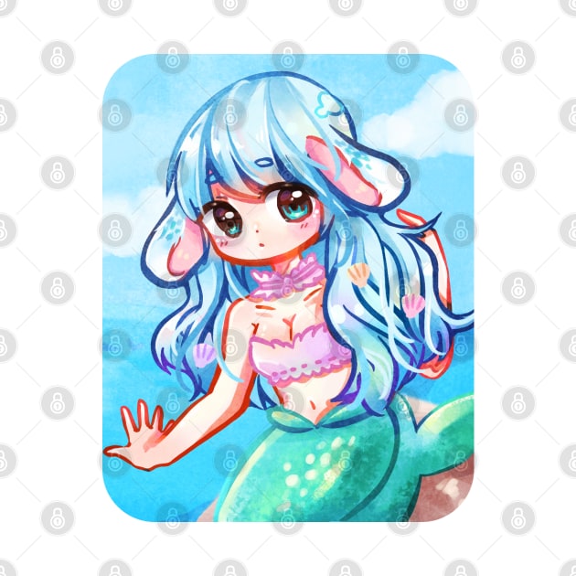 bunny mermaid ocean sea kawaii anime girl by mushopea