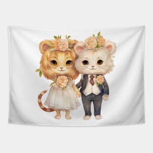 Lion Couple Gets Married Tapestry