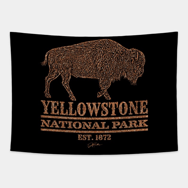 Yellowstone National Park Walking Bison Tapestry by jcombs