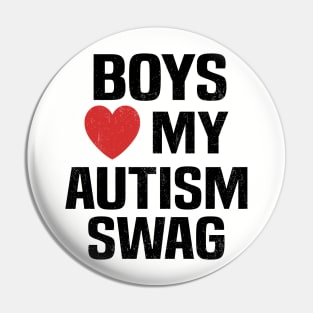 Boys Heart My Autism Swag Funny Boys Love My Autism Swag Pin