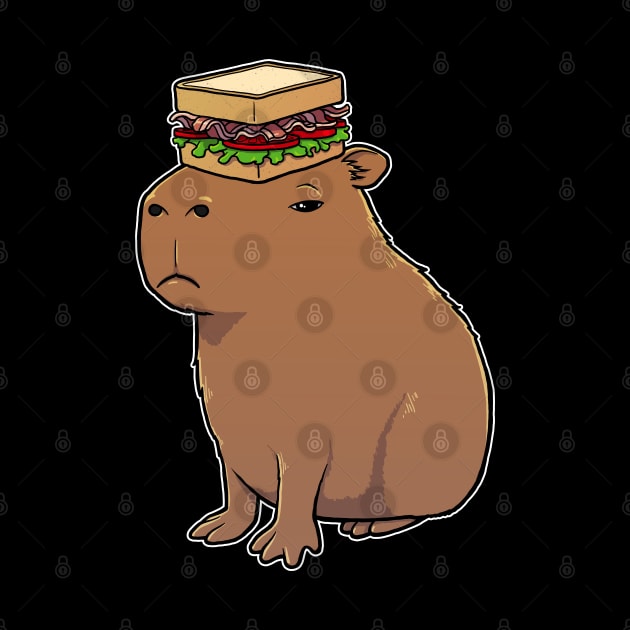 Capybara with a BLT Sandwich on its head by capydays