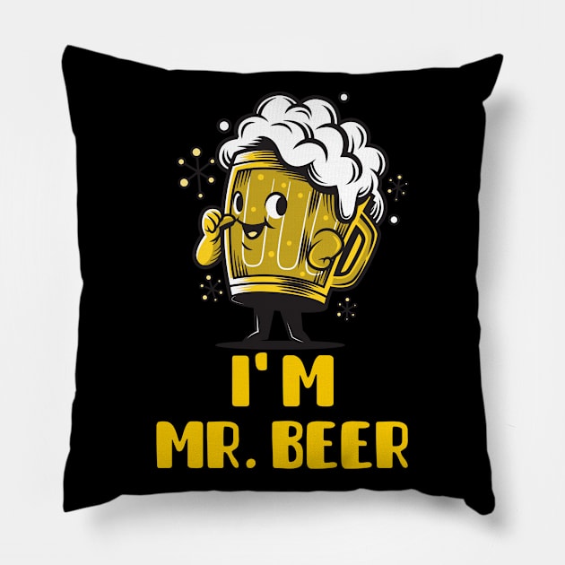 I Am Mr Beer (Yellow) Pillow by GideonStore