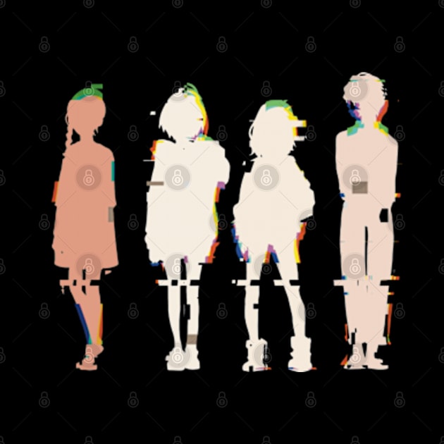 WEP4 Wonder Egg Priority anime main characters Neiru aonuma, Ai ooto, Rika kawai, Momoe sawaki Brown, blue, blonde, red hair girls Cool GLITCH SILHOUETTE x Animangapoi august 2023 by Animangapoi