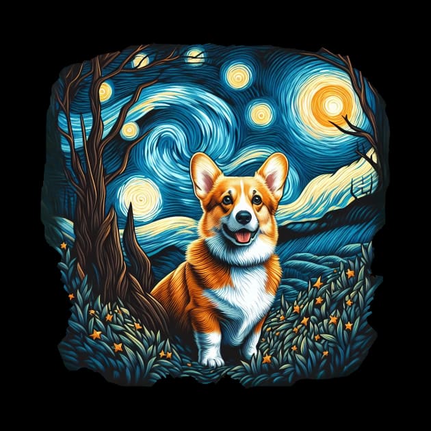 Corgi starry night by ArtVault23