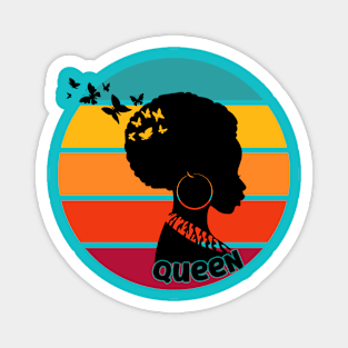 Black Queen Sunset Silhouette Magnet