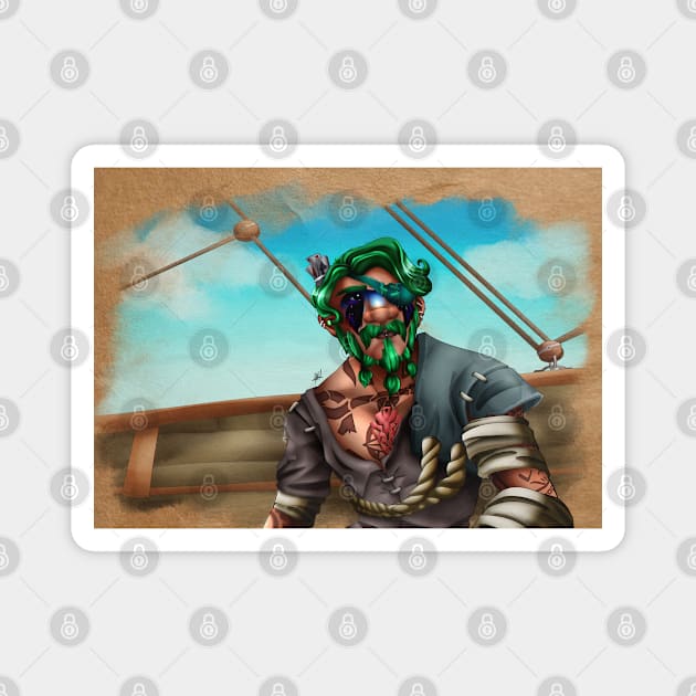 Pirate portrait Magnet by piefanart