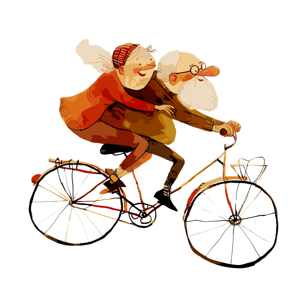 Old Couple Bicycling by erzebeth