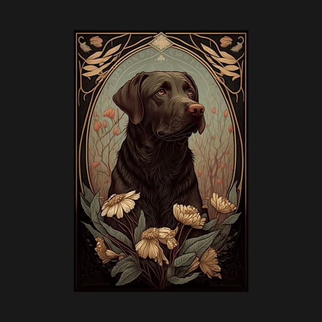 Chocolate Brown Labrador - Art Nouveau Style by ArtNouveauChic