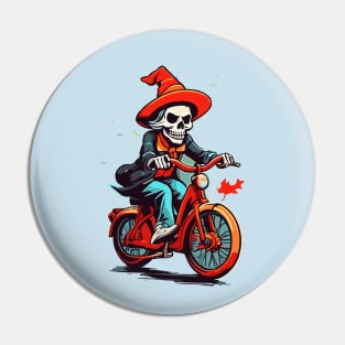 Witch skeleton riding bike Pin