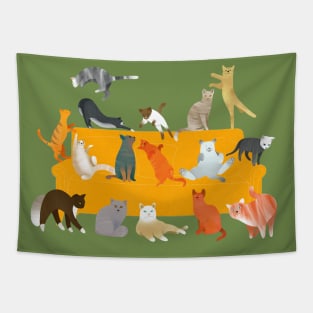 Cute Cats on the Couch Tapestry