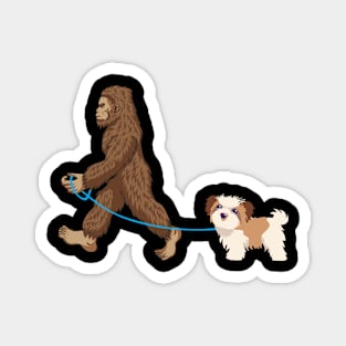 Bigfoot Dog Walk Maltese - Sasquatch Dog Lovers Magnet