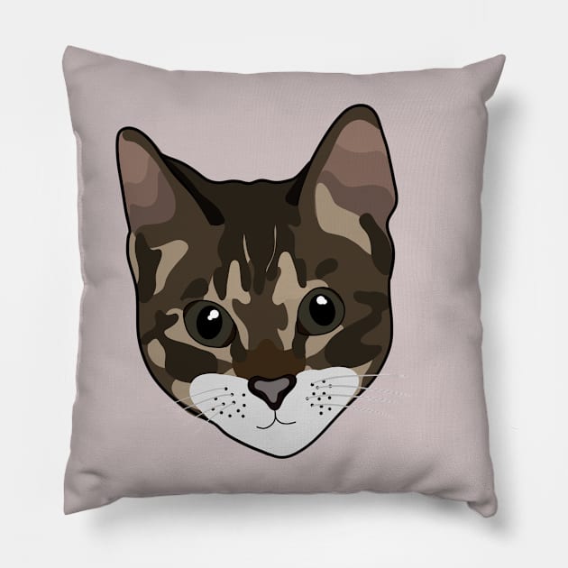 Lovely Tabby Cat Face Pillow by crankycranium