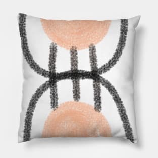 pink peach black line abstract design Pillow