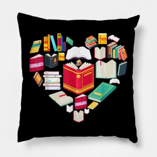 Cute Heart Reading A Book Valentines Day Teacher Book Lovers Pillow