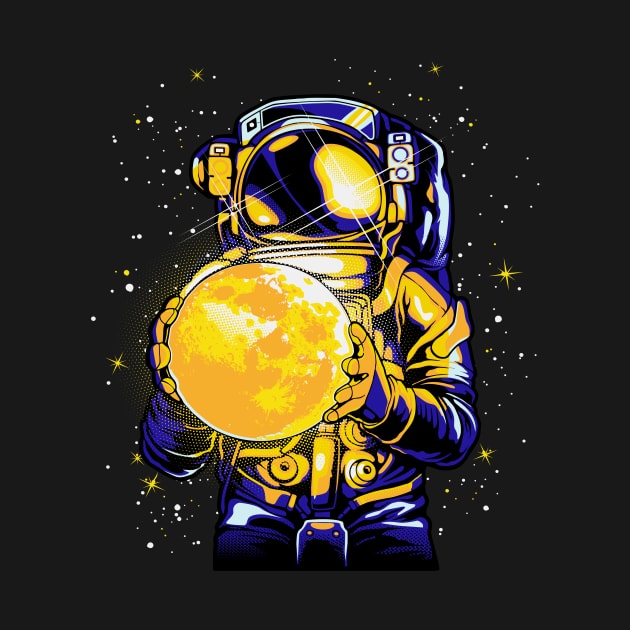 Astronaut With Glowing Moon Planet Space by Foxxy Merch