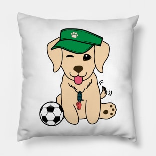 Golden Retriever Playing Soccer Pillow