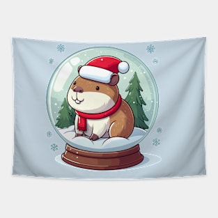 Festive Hamster in a Snow Globe Xmas Cheer Tapestry