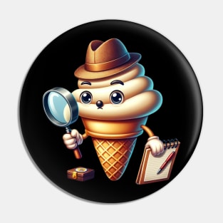 Detective Ice Cream Cone – Sweet Mystery Solver Sticker Pin