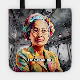 Black History Month: The Back of the Bus with Rosa Parks on a Dark Background Tote