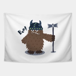 Boo! Funny Illustration For Kids. Viking With Axe Tapestry