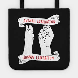 ANIMAL LIBERATION HUMAN LIBERATION - Pig Paw & Human Fist Design Tote