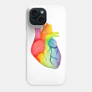 Watercolor Rainbow Heart (white) Phone Case