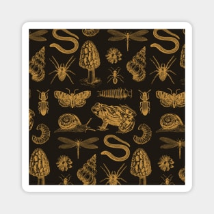 Goblincore Pattern: Frog, Mushroom, Snail, Moth Magnet