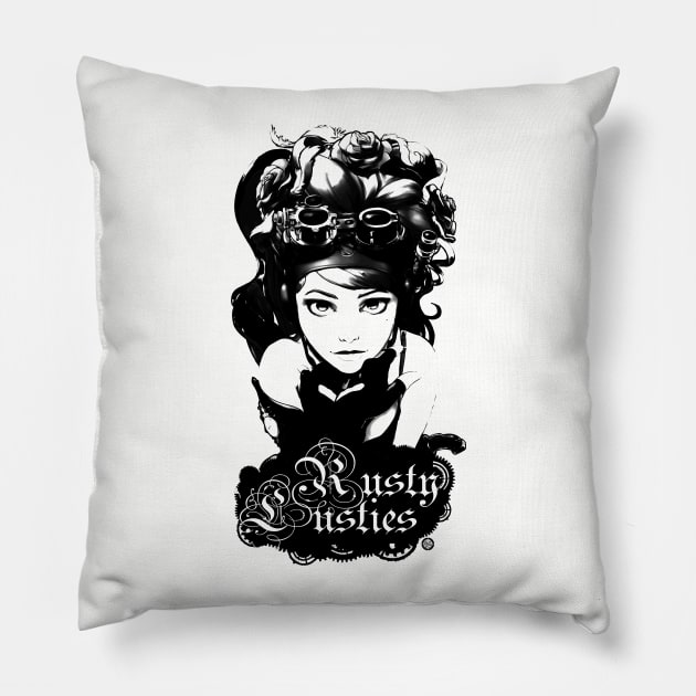 Rusty Lusties 01 (B&W) Pillow by minomiyabi