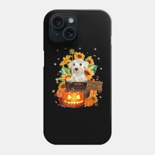 White Miniature Schnauzer Halloween Pumpkin Fall Bucket Phone Case