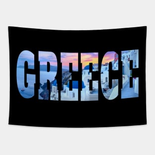 Greece Santorini Sunset Tapestry