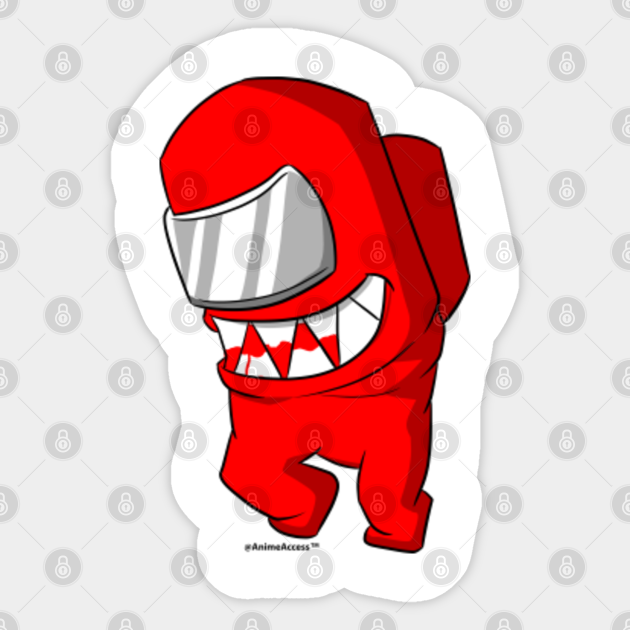 Among Us Impostor Alien Red Among Us Sticker Teepublic