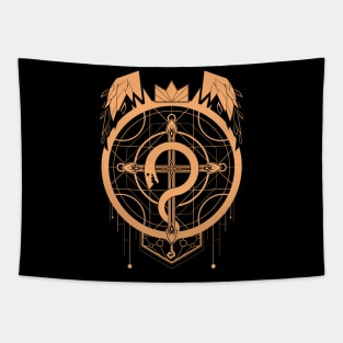 Gilded Flamel of Alchemy Tapestry