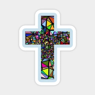 Stained Glass Rainbow Cross Magnet