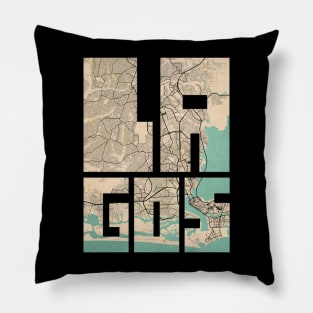 Lagos, Nigeria City Map - Vintage Pillow